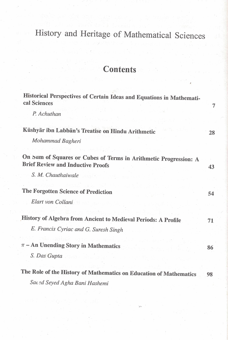 History and Heritage of Mathematical Sciences