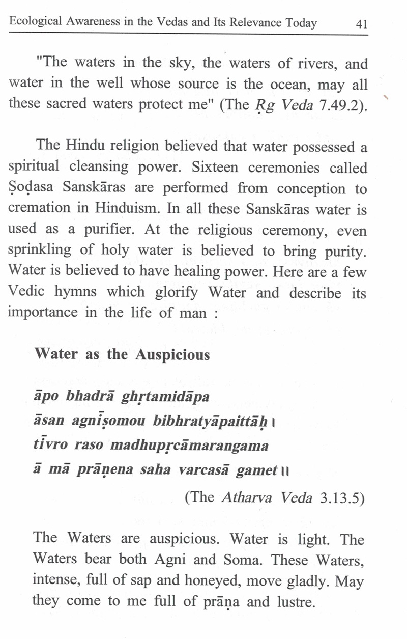 Ecological Awareness in the Vedas and Its Relevance Today