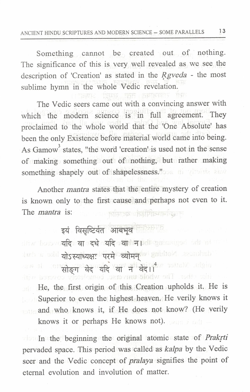 Ancient Hindu Scriptures and Modern Science - Some Parallels